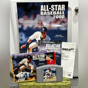 Nintendo 64 N64 All-Star Baseball 2000 CIB w/ Derek Jeter Poster Tested